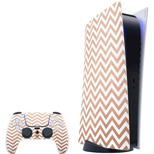 Rose Gold Chevron PS5 Digital Edition Bundle Skin